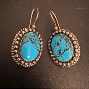 Vintage Sterling Silver Turquoise Dangle Earrings Southwestern Style 925 HAN